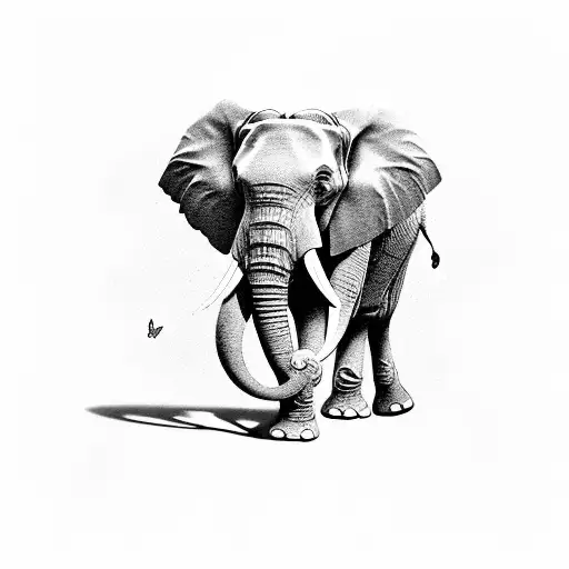 Elephant With Butterfly