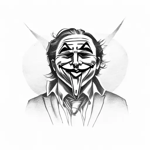 Anonymous Mask Has Joker Mask In His Hand In Black