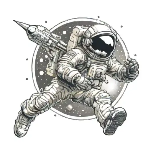 Space Astronaut Planets Dark Hole Eating Star Tattooing In Arm