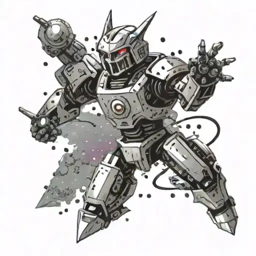 A Manga-style Goldrake Robot Battling Alien Creatures In A Metal Music Concert Arena