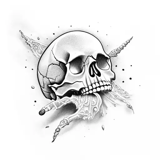 Skull Hand With Rg In The Middle