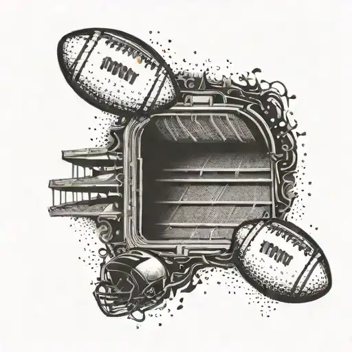 Incorporate A Football Stadium Silhouette With Music Notes In A Dotwork Half Sleeve