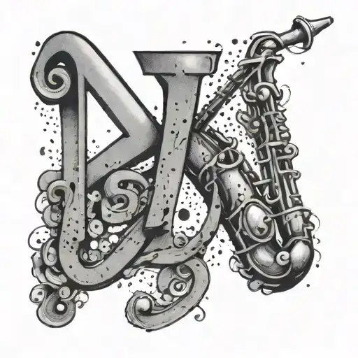 The Word 'Wods' With The 'D' As A Saxophone Intertwined