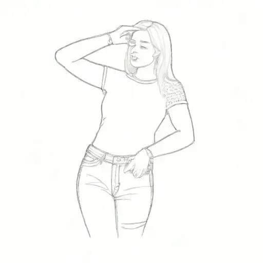 A Girl In A Black Top And Jeans