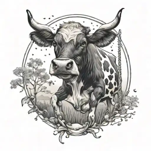 Cow And Swing On A Field