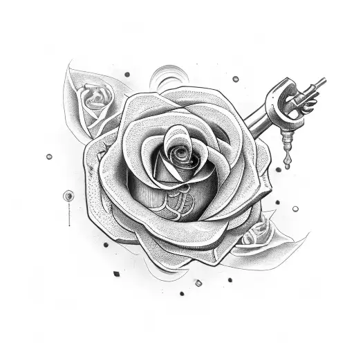 Mechanic's Wrench With A Tangled Rose