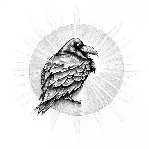 Raven With Sun In The Background