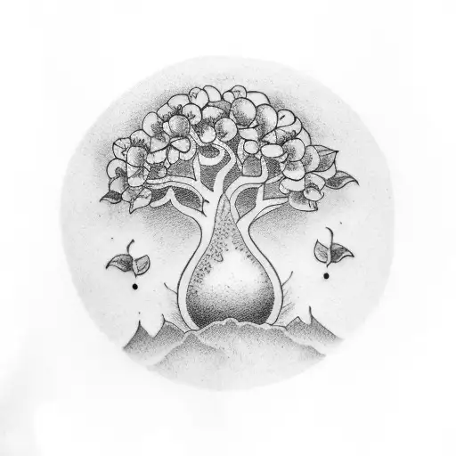 Sleeve Tattoo Centered Around A Pear Tree