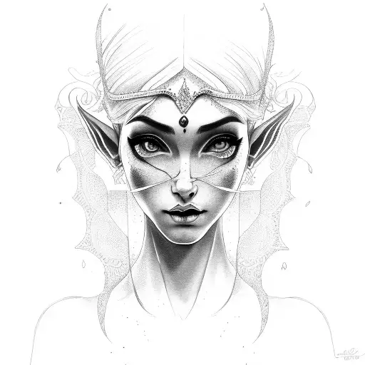 Woman Portrait Elf Looking Down