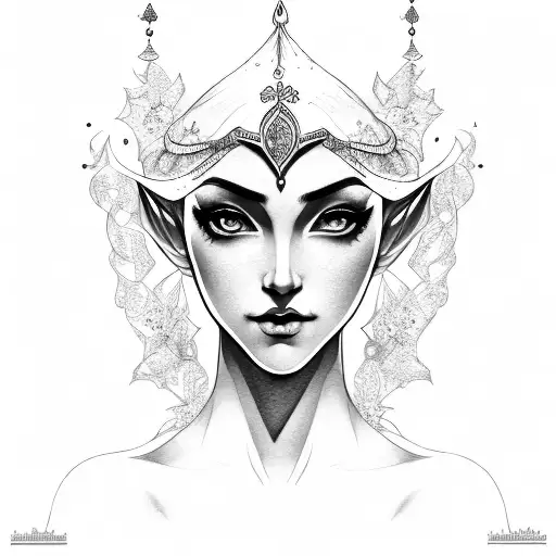 Woman Portrait Elf With Big Dark Crown