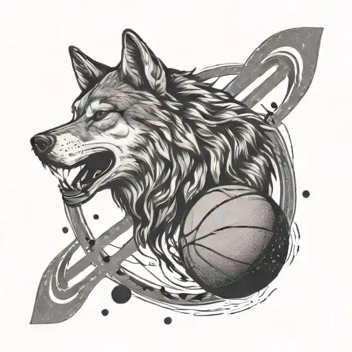 A Basketball Morphing Into A Musical Note With A Wolf Howling In The Background