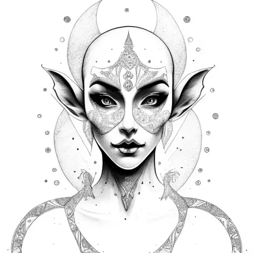 Woman Portrait Elf In The Shape Of An Hourglass