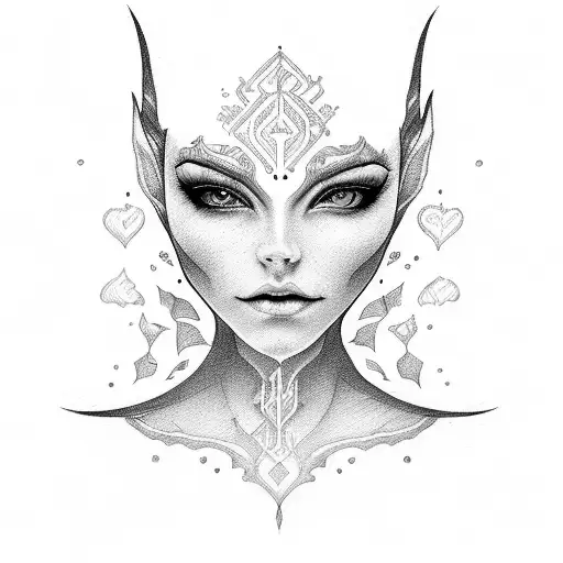 Woman Portrait Elf In The Shape Of An Hourglass