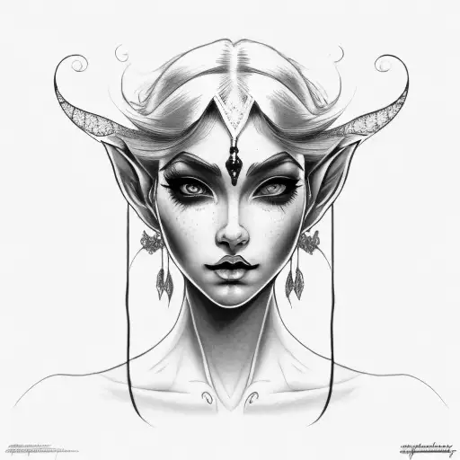 Woman Portrait Elf Long Hair Black