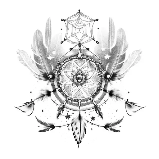 Dreamcatcher With Feathers And Stars