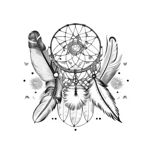 Dreamcatcher With Feathers And Stars