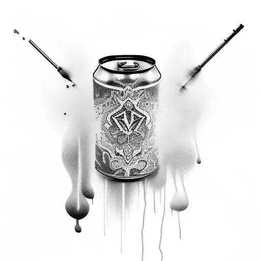 Create A Tattoo Of A Spray Paint Can With Intricate Lettering Coming Out As The Spray