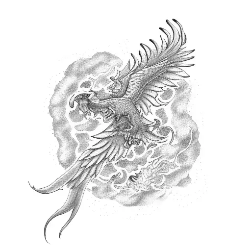 A Fiery Phoenix Flying Over A Map Of Taiwan