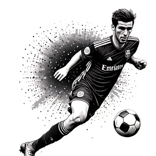 A Tattoo Of A Soccer Player In The Iconic Fc Barcelona Uniform Kicking A Ball