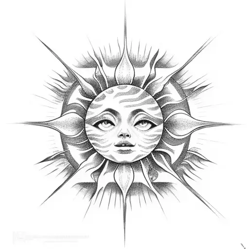 The Sun In The Middle And Water Waves Around It