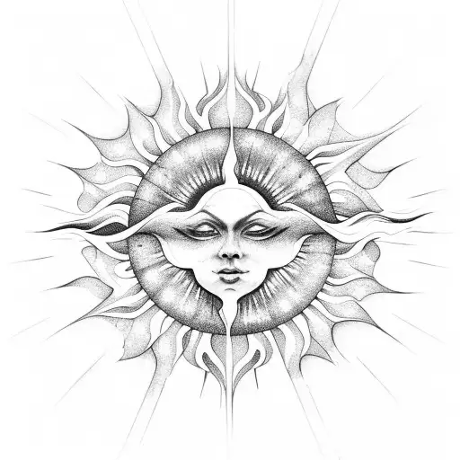 The Sun Is In The Middle And The Water Is Rippling To The Left