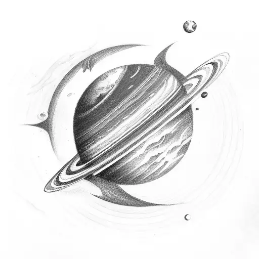 Saturn Sketch With Faith And Karma Words