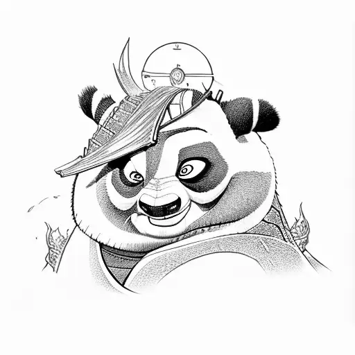 Kung Fu Panda Po Over Dragon And Sunrise