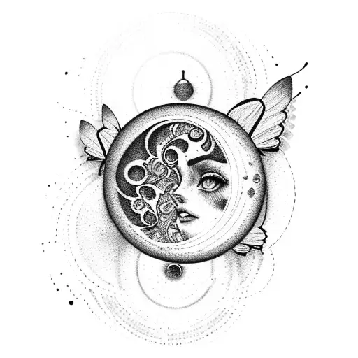 Cresent Moon With Butterflies