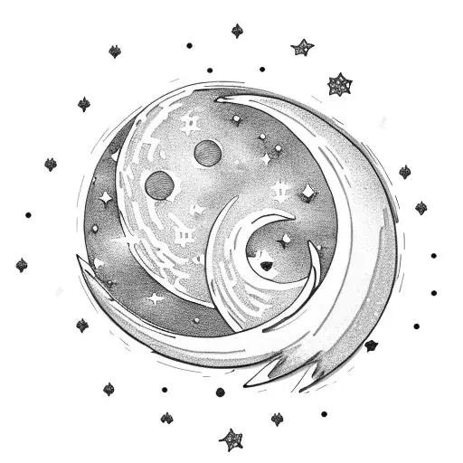 A Crescent Moon With Twinkling Small Stars At The End Of The Trail