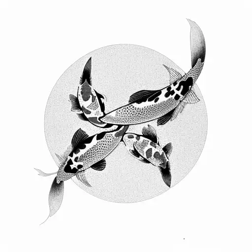 Three Koi Fishies Forming A Circle