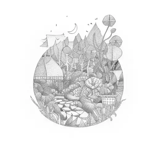 Abstract Representation Of A Perfectly Manicured Garden With Precise Lines And Patterns