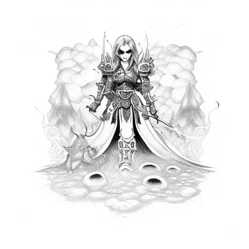 A World Of Warcraft Rogue Blending Into A Background Of Psychedelic Mushrooms