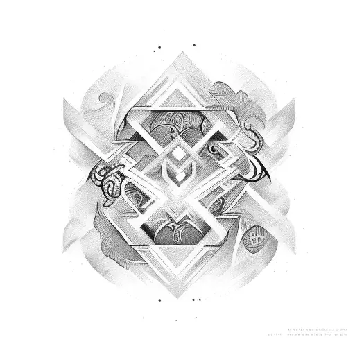 Create A Tattoo Symbolizing The Essence Of Life Through Abstract Shapes And Patterns