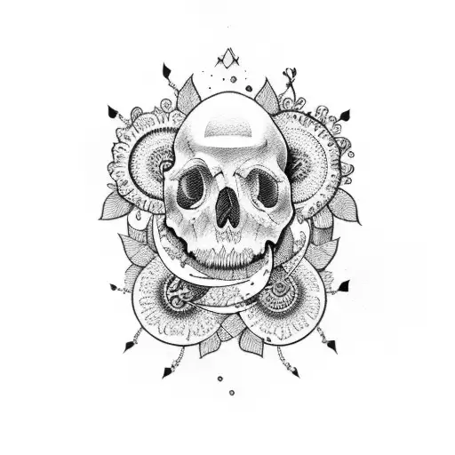 Ornamental Worst Tattoo With Flowers And Moon