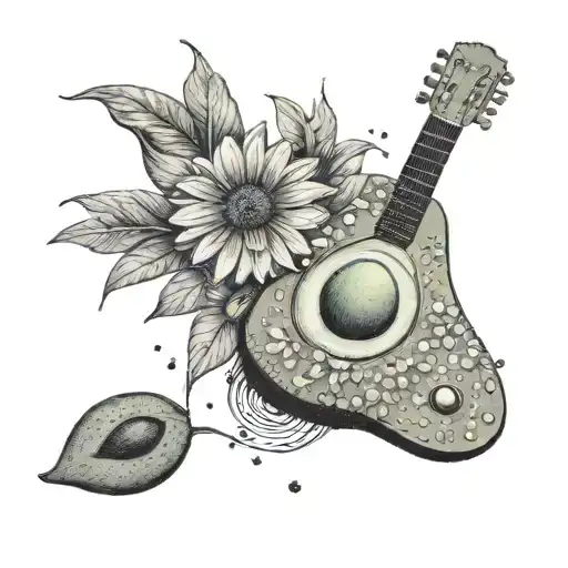 Avocado With A Daisy And A Guitar