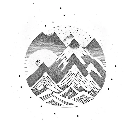 Space With Mountains And Beach Waves And Forests And Stars