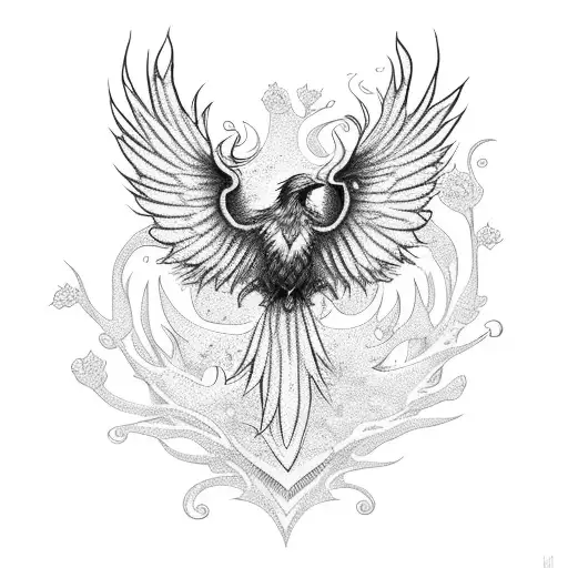 Flying Harry Potter Phoenix Surrounded By Flowers