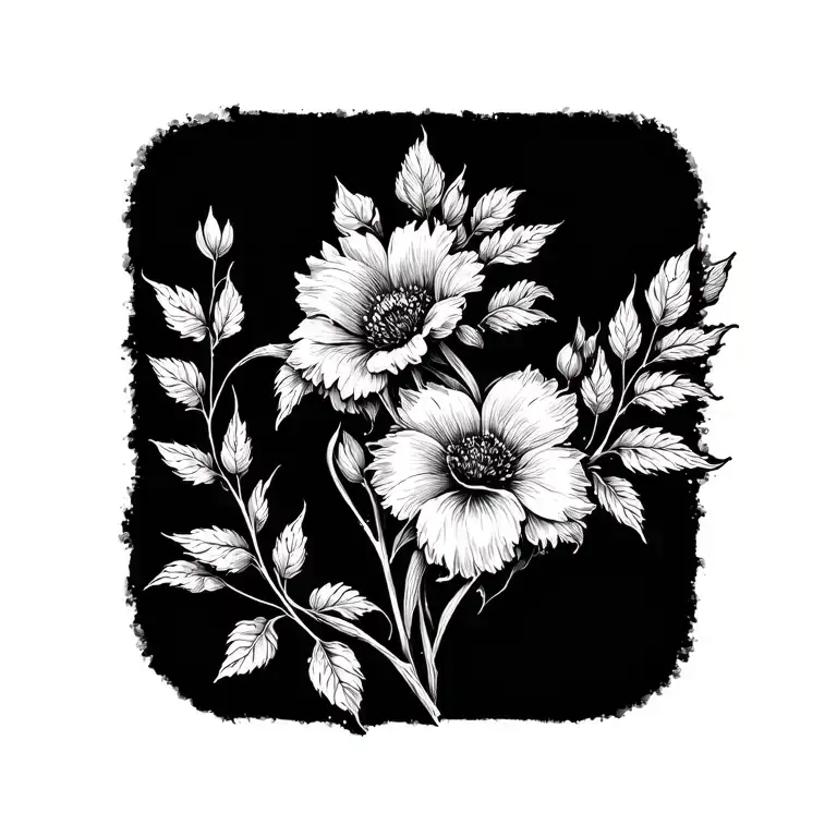 Fleur Coeur Fine Black Line