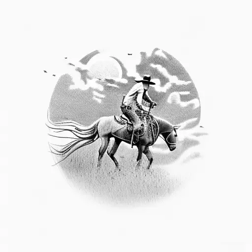 Cowboy Riding Off Into The Sunset