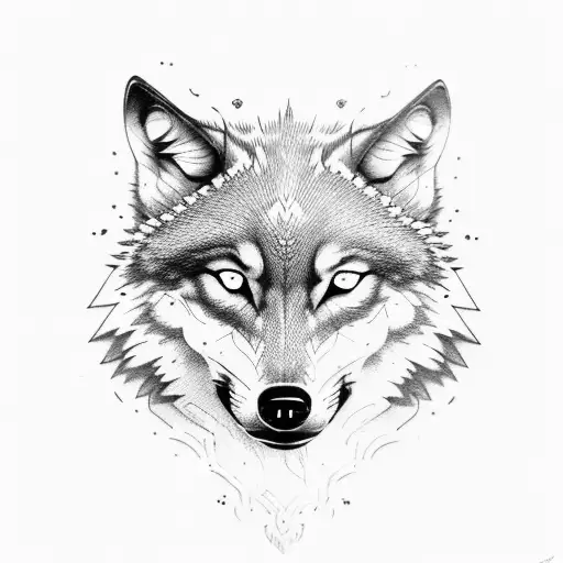 Wolf With Red Skulls