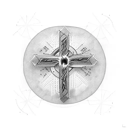 An Abstract Representation Of Jesus With Two Cross Symbols Intertwined