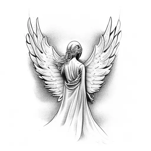 Angel On Back Tattoo For Men