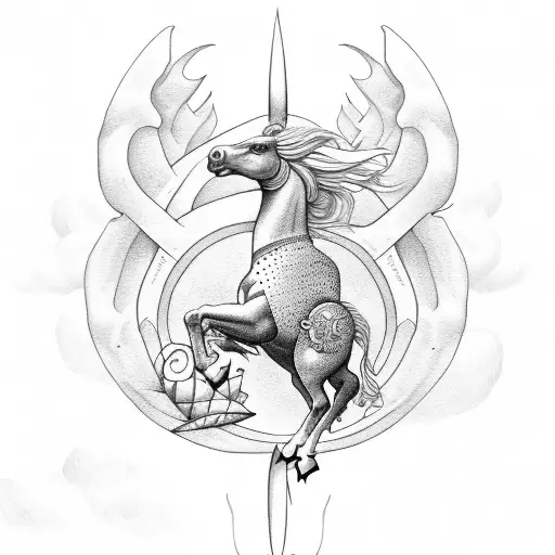 Pegasus With Sea Background Holding Posiden Trident