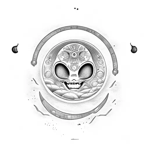 Moon And Alien And Beach