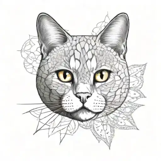 British Shorthair Cat Face As Mandala