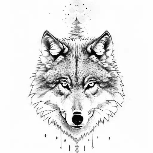 Male Wolf Protecting His Family