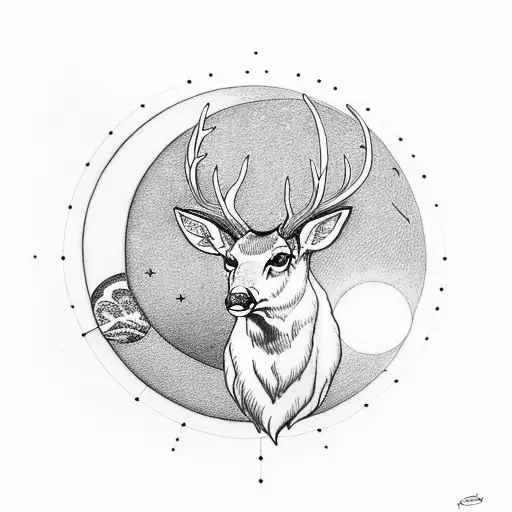 Deer With Sun And Moon