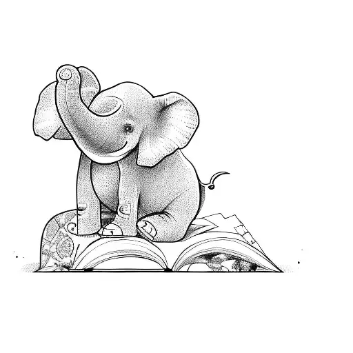 A Stuffed Elephant Holding A Book
