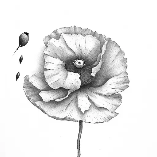 Poppy With A Cardinal