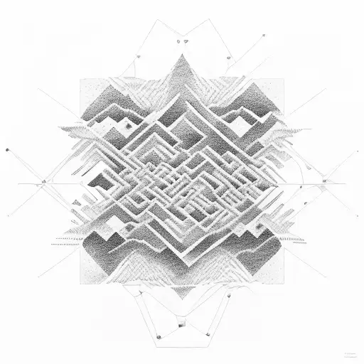 A Mountain Range Morphing Into A Labyrinth Representing The Challenges Of Growth